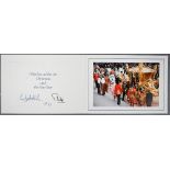 HM Queen Elizabeth II and HRH the Duke of Edinburgh Christmas card with two gilt cyphers to front,