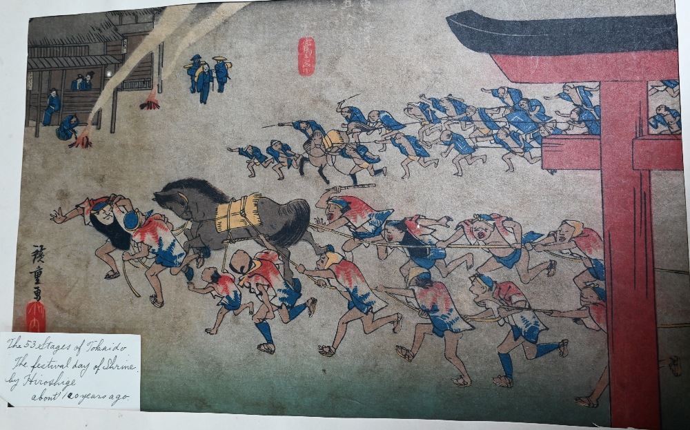 Utagawa Hiroshige (1797-1858) Two Japanese ukiyo-e woodblock prints, ink and colour on paper, - Image 4 of 7