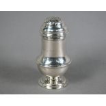 George II silver baluster pounce-pot with domed top and moulded foot, Isaac Cookson, London 1734,