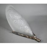 Art Deco ep wall-light, the frosted glass pocket shade moulded with floral design, 31 cm high