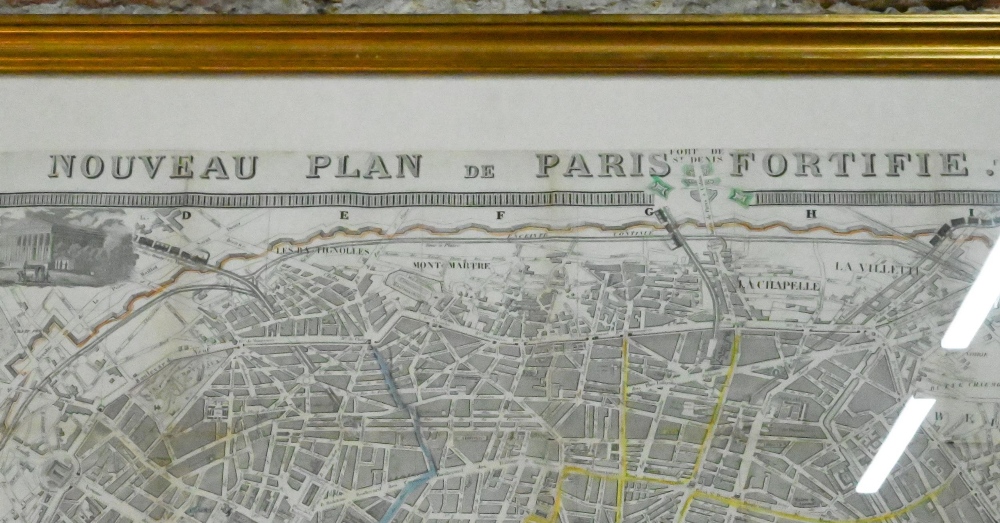 French steel map engraving 'Nouveau Plan de Paris Fortifiée' 1855, 59 x 87 cm framed and glazed - Image 3 of 5