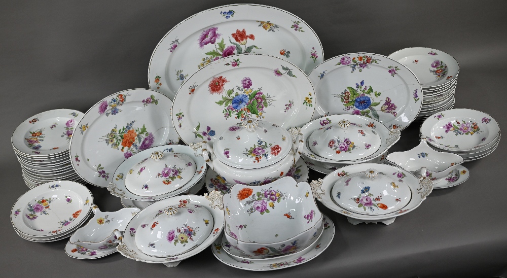 Quantity of  Dresden and Meissen outside-decorated dinner ware, with floral sprays, comprising; a - Image 2 of 8