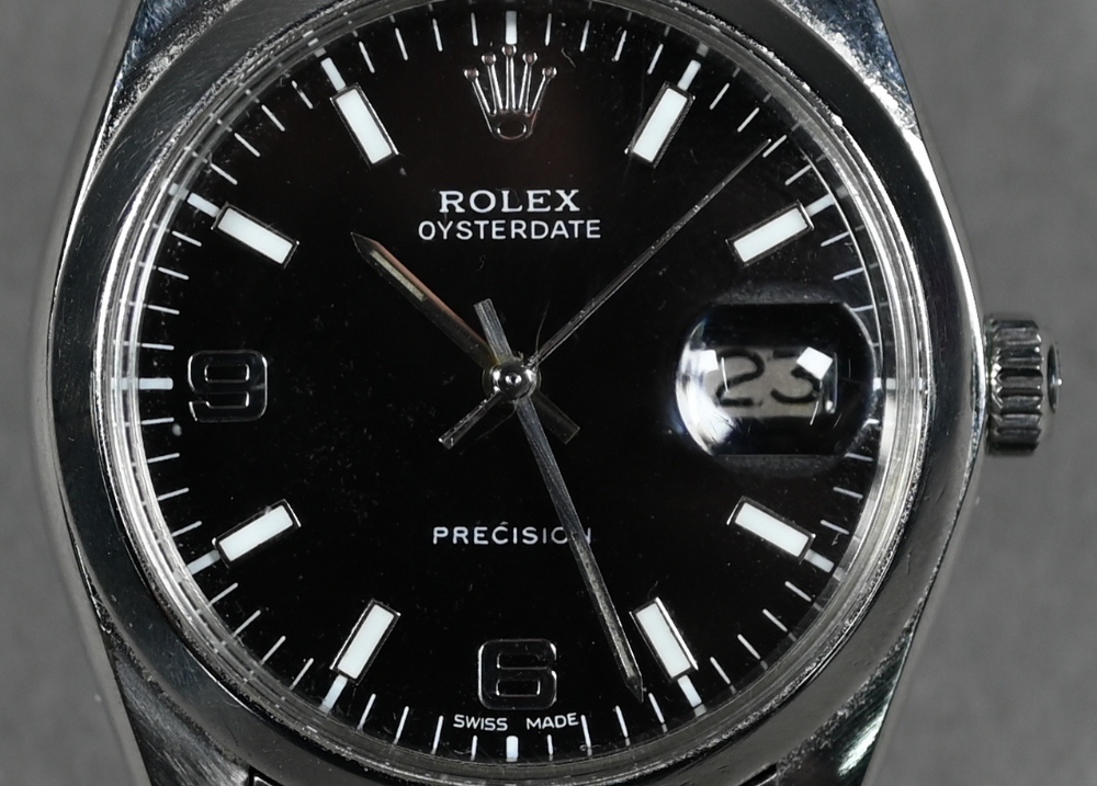 WITHDRAWN A gentleman's stainless steel Rolex Oysterdate Precision wristwatch with black dial - Image 3 of 5