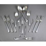 Fourteen pieces of Georgian and William IV silver old English pattern flatware, including London and