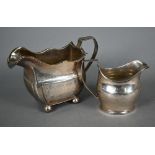 George III silver helmet-shaped cream jug, William Hunter (probably), London 1804, 9cm high, to/w an
