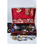 A large collection of vintage and later jewellery, mostly in jewellery box, and including