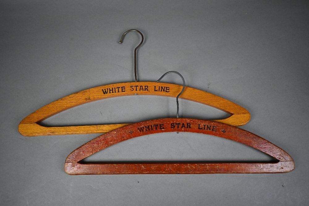 Maritime - two White Star Line wooden coat-hangers