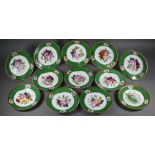 A set of twelve 19th century Continental porcelain cabinet plates individually painted with floral
