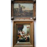 Two oil on tin studies - allegorical depiction of the Queen of Sheba, 25 x 16 cm and an Italianate
