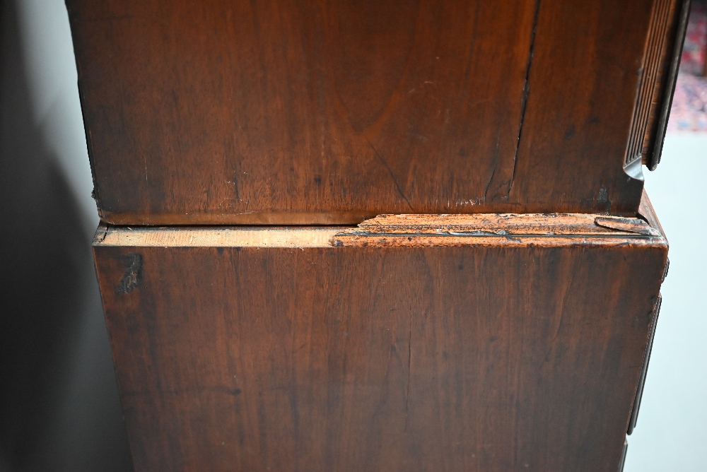 A George III mahogany chest on chest, the dentil moulded cornice over a blind fret frieze, two short - Image 3 of 5