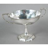 Silver bonbon comport with twin handles, on stemmed foot and octagonal base, Samuel Walton Smith,
