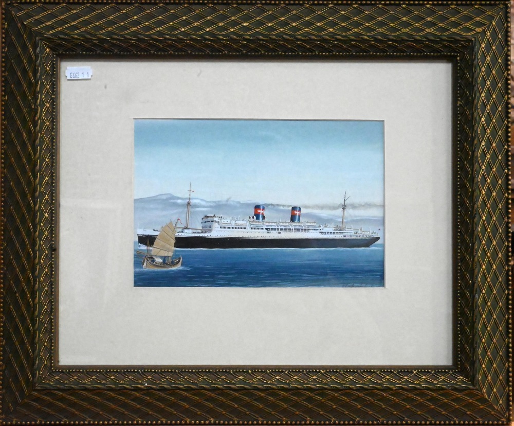 John Batchelor (b 1936) - A set of eleven gouache studies of ships - Liberté, SS United States, - Image 17 of 33