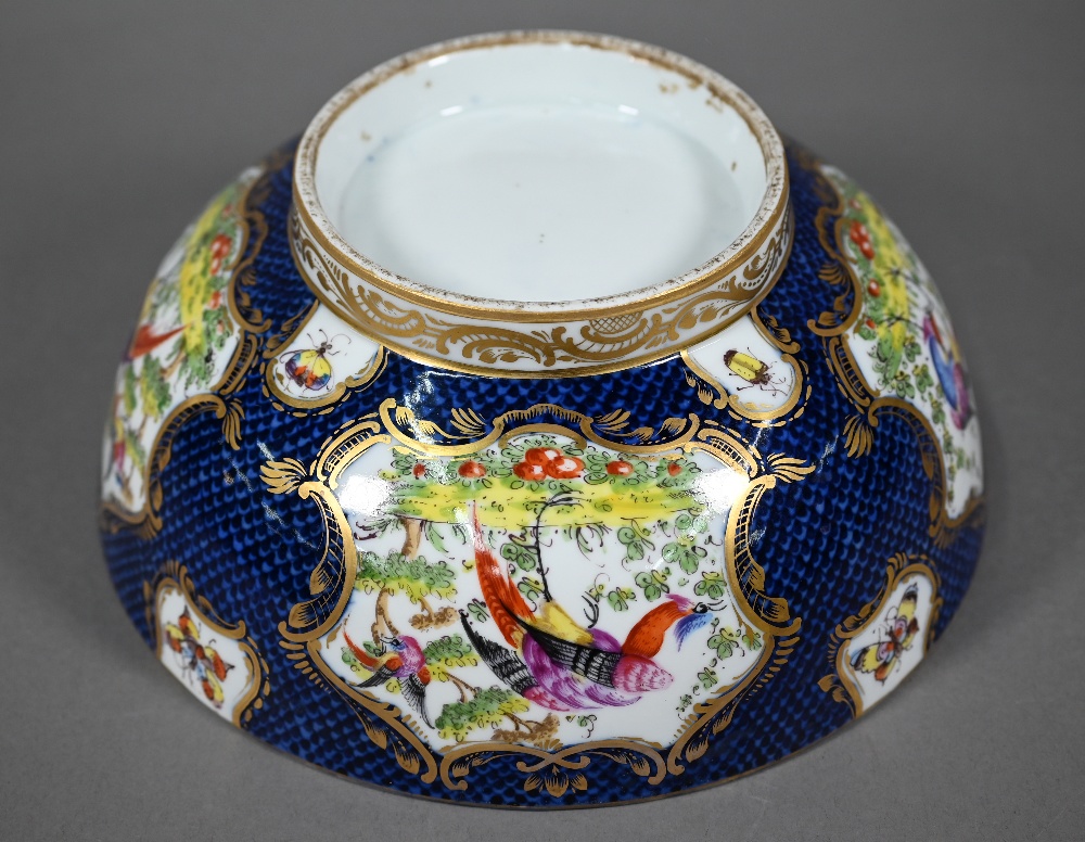 A 19th century Continental porcelain punch-bowl in the manner of the 18th century Worcester factory, - Image 5 of 5