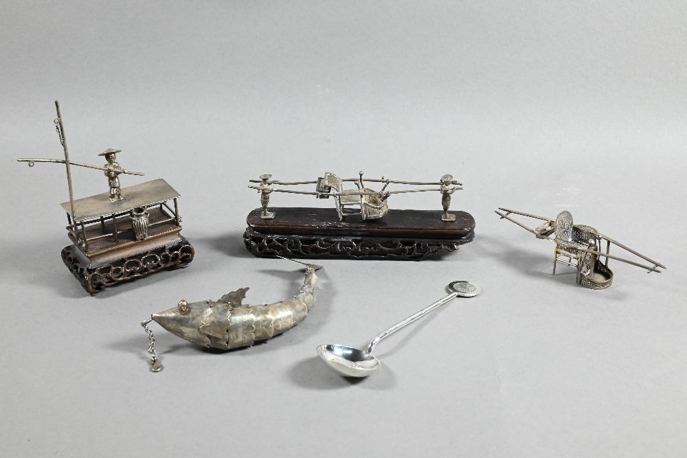 A small collection of late 19th or early 20th century Chinese export novelty silver miniatures