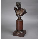 Small bronze patinated bronze classical bust of a young man, Gustav H Gladenbeck & Son,