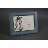 A framed card, printed with Paddington Bear and inscribed in fibre-pen 'To Melanie with All Good
