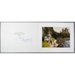 HM Queen Elizabeth the Queen Mother Christmas card with gilt cypher to cover, 1986, signed 'from