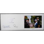 HM Queen Elizabeth II and HRH the Duke of Edinburgh Christmas card with two gilt cyphers to front,