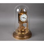 Gustav Becker, a late 19th century lacquered brass framed torsion clock, the white enamel dial