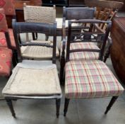 A pair of Regency mahogany dining chairs together with another mahogany dining chair and an