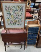 An oak bookcase containing Charles Dickens Library together with an Edwardian mahogany Sutherland