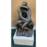 After Rodin The Kiss A bronze reproduction 17cm high