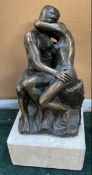 After Rodin The Kiss A bronze reproduction 17cm high