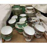 A Wedgwood part tea set pattern W2197 in green together with a Radfords part tea set