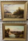 Larpent Roberts By the coast Oil on canvas Signed Together with another of a river scene