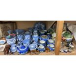 Assorted Wedgwood blue jasperwares together with boxes and covers,
