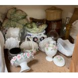 Pottery casserole pots together with decorative pottery etc