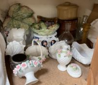 Pottery casserole pots together with decorative pottery etc