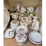 An Aynsley Cottage Garden pattern jar and cover together with assorted decorative porcelain jugs,