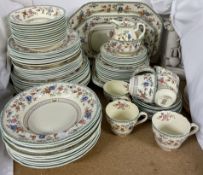 A Copeland Spode Royal Jasmine pattern part tea and dinner set, comprising twelve soup bowls,