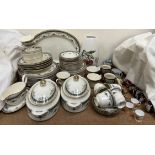 A Minton Grasmere pattern part tea and dinner set together with Crown Devon vases,