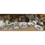 Assorted Masons pottery part tea and coffee sets together with vases and bowl, other part tea sets,