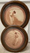 A pair of prints depicting maidens,