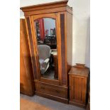 An Edwardian satin walnut part bedroom suite comprising a single wardrobe,