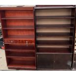 A reproduction mahogany bookcase together with another reproduction bookcase