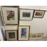 Jane Reardon Smith Flowers with roses Watercolour Initialled Together with a collection of