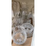 Assorted crystal drinking glasses including brandy balloons,