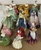 A Royal Doulton Figure Southern Belle HN2229 together with ten other Royal Doulton ladies,