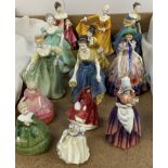 A Royal Doulton Figure Southern Belle HN2229 together with ten other Royal Doulton ladies,