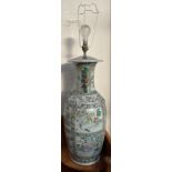 A large Cantonese porcelain vase converted to a table lamp,