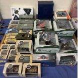 A collection of boxed Oxford Aviation and military vehicles and other military vehicles