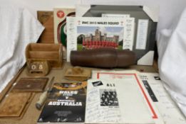 A leather part desk set, including ink blotter, stationery box, pen stand,