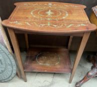 An Edwardian mahogany painted side table,