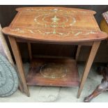 An Edwardian mahogany painted side table,