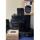A Denon stacking system, together with a Yamaha Natural Sound receiver, Mission speakers,