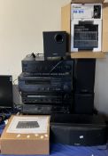 A Denon stacking system, together with a Yamaha Natural Sound receiver, Mission speakers,